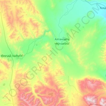 Altansogts topographic map, elevation, terrain