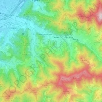 Glottertal topographic map, elevation, terrain
