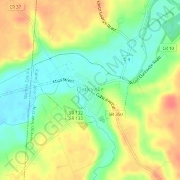 Clarksville topographic map, elevation, terrain