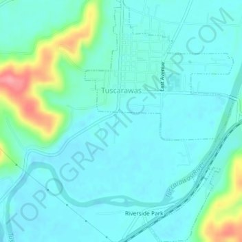 Tuscarawas topographic map, elevation, terrain