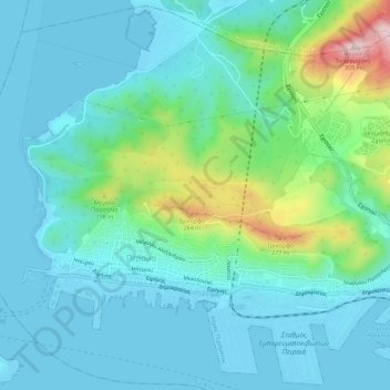 Municipality of Perama topographic map, elevation, terrain