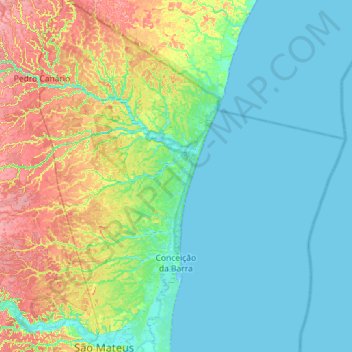 Conceição da Barra topographic map, elevation, terrain