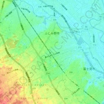 Fujimino topographic map, elevation, terrain