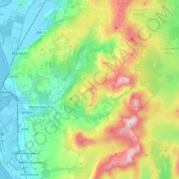 Llanbedr topographic map, elevation, terrain
