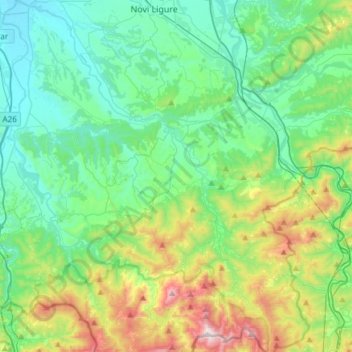 Torrente Lemme topographic map, elevation, terrain
