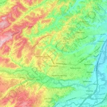 Cepagatti topographic map, elevation, terrain