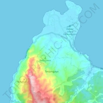 Tanjungjaya topographic map, elevation, terrain