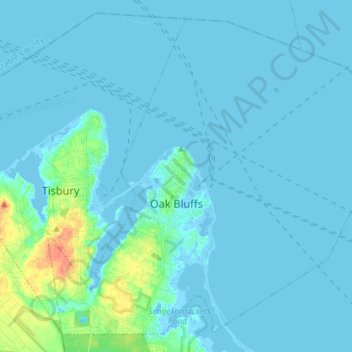 Oak Bluffs topographic map, elevation, terrain