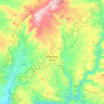 Alfândega da Fé topographic map, elevation, terrain