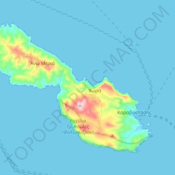 Folegandros topographic map, elevation, terrain