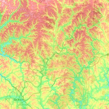 Vinton County topographic map, elevation, terrain
