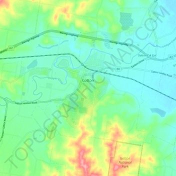 Gatton topographic map, elevation, terrain