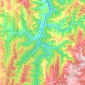 A Pontenova topographic map, elevation, terrain