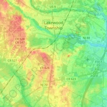 Lakewood Township topographic map, elevation, terrain