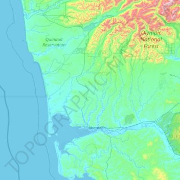 Grays Harbor County topographic map, elevation, terrain