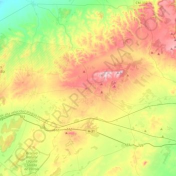 Higueruela topographic map, elevation, terrain