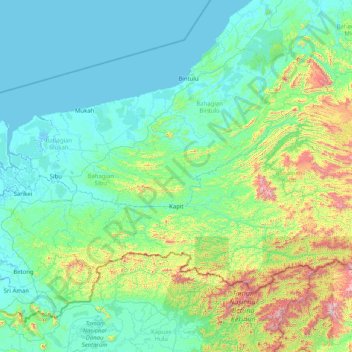 Kapit Division topographic map, elevation, terrain
