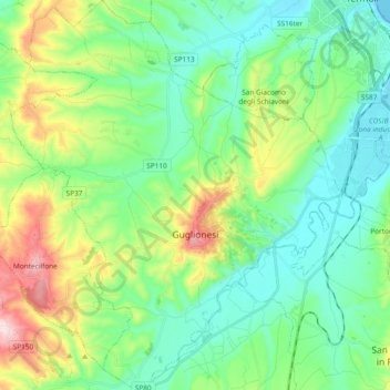 Guglionesi topographic map, elevation, terrain
