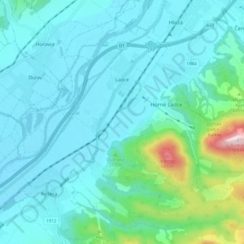 Ladce topographic map, elevation, terrain