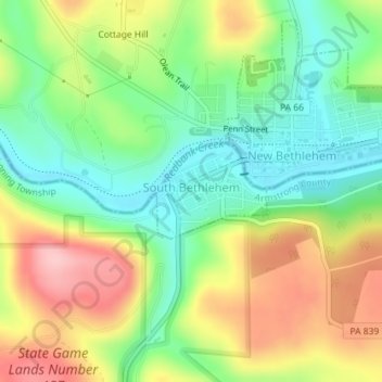 South Bethlehem topographic map, elevation, terrain