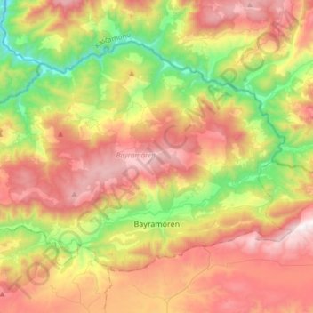 Bayramören topographic map, elevation, terrain