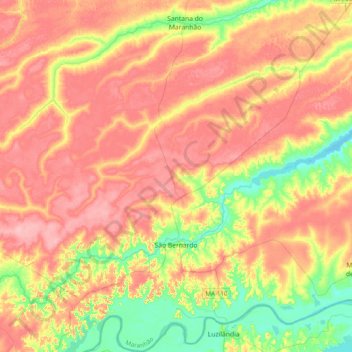 São Bernardo topographic map, elevation, terrain