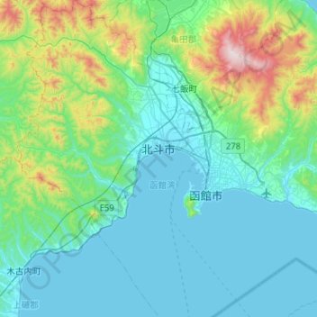 Hokuto topographic map, elevation, terrain