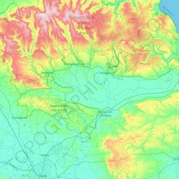 Ryedale topographic map, elevation, terrain