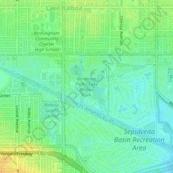 Beilenson Park / Lake Balboa Park topographic map, elevation, terrain