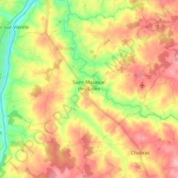 Saint-Maurice-des-Lions topographic map, elevation, terrain