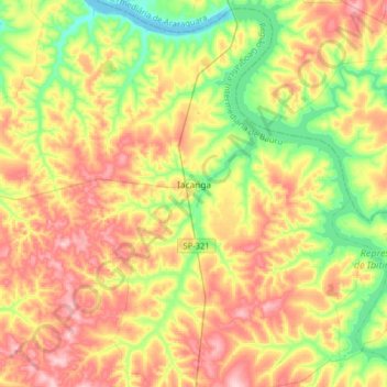 Iacanga topographic map, elevation, terrain