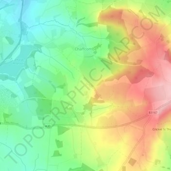 Chaffcombe topographic map, elevation, terrain