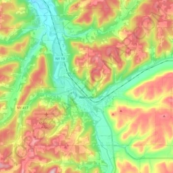 Town of Wellsville topographic map, elevation, terrain