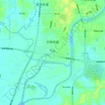 Wenfeng Sub-district topographic map, elevation, terrain
