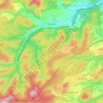 Ramsen topographic map, elevation, terrain