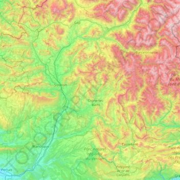 Alpes de Alta Provenza topographic map, elevation, terrain