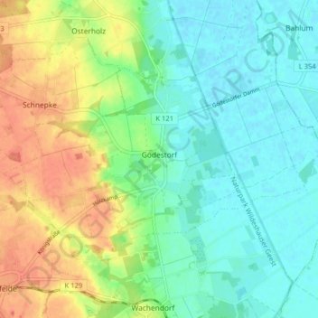 Gödestorf topographic map, elevation, terrain