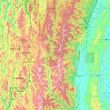 Falam District topographic map, elevation, terrain