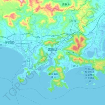 Jiyang District topographic map, elevation, terrain