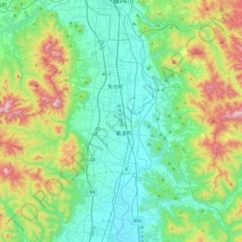 Shiwa County topographic map, elevation, terrain