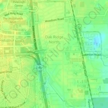 Oak Ridge North topographic map, elevation, terrain