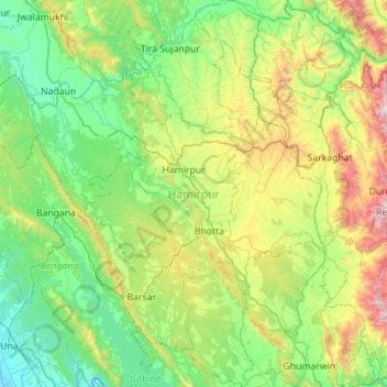Hamirpur topographic map, elevation, terrain