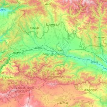 Inner Kartli topographic map, elevation, terrain