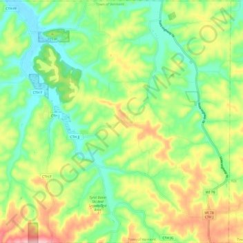 Town of Vermont topographic map, elevation, terrain
