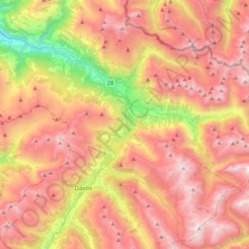 Klosters topographic map, elevation, terrain