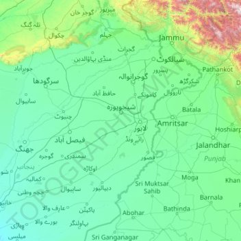 Punjab topographic map, elevation, terrain