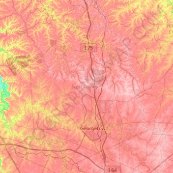 Scott County topographic map, elevation, terrain