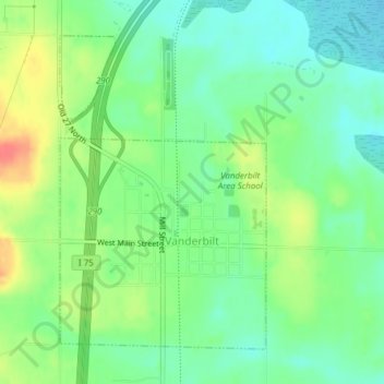 Vanderbilt topographic map, elevation, terrain