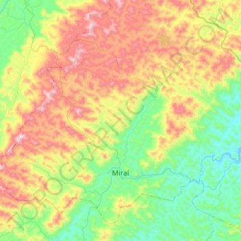 Miraí topographic map, elevation, terrain