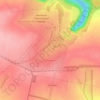 Myrne topographic map, elevation, terrain